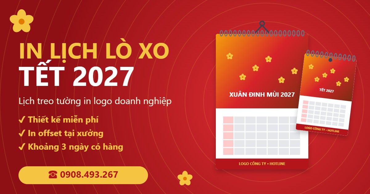 In lịch lò xo 2027 treo tường in logo doanh nghiệp tại In Ấn Song Trần